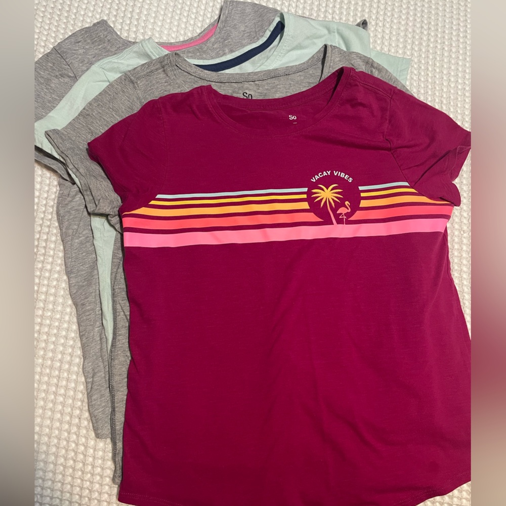 SO Girl’s T-shirts - Pink, Aqua and Gray